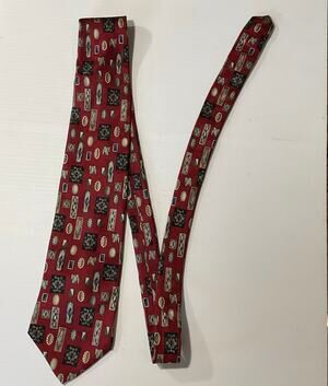 Jeffrey Banks Silk Tie Burgundy Blue Black Cream